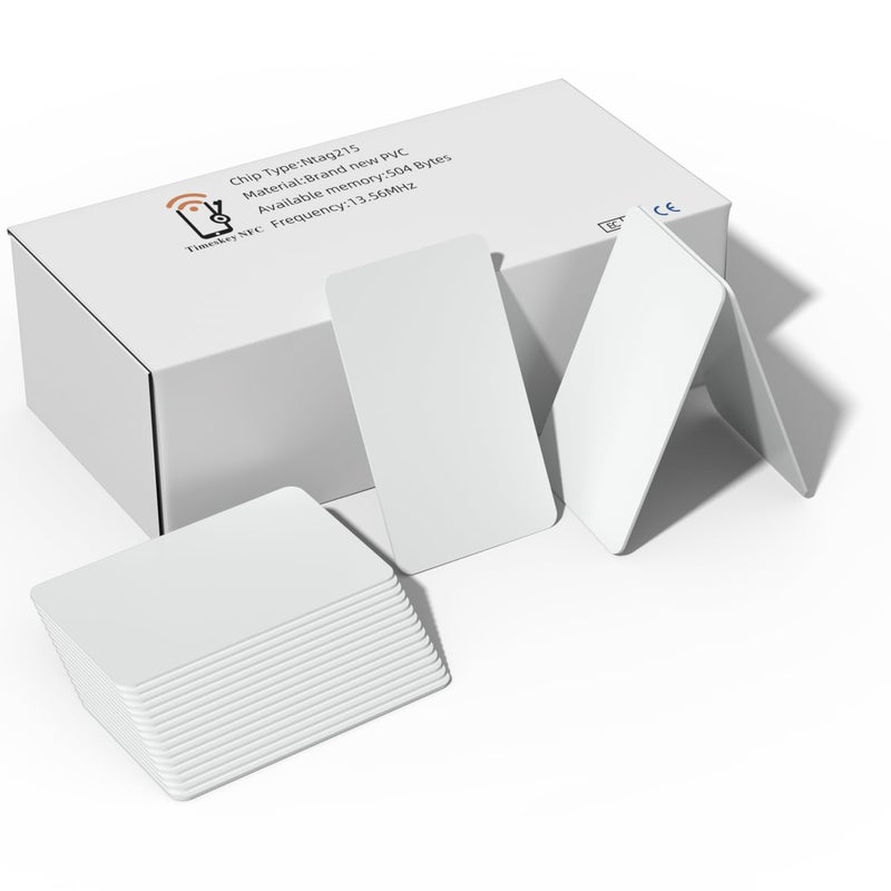 Timeskey NFC Card Ntag215 NFC Tags 200pcs NFC 215 Cards Blank NFC Cards NFC Business Card NFC 215 Tags NFC Chips 504 Bytes of Memory Suitable for All Mobile Devices That Support NFC - Image 1